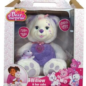 Bear Surprise Willow and cubs, Purple and White Stuffed Bear 🐻 with three babies